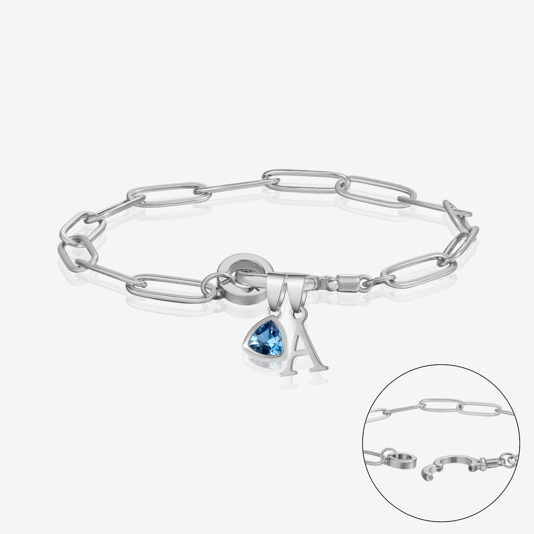 Initial Birthstone w/ Paper Clip Bracelet | Bracelets by DORADO