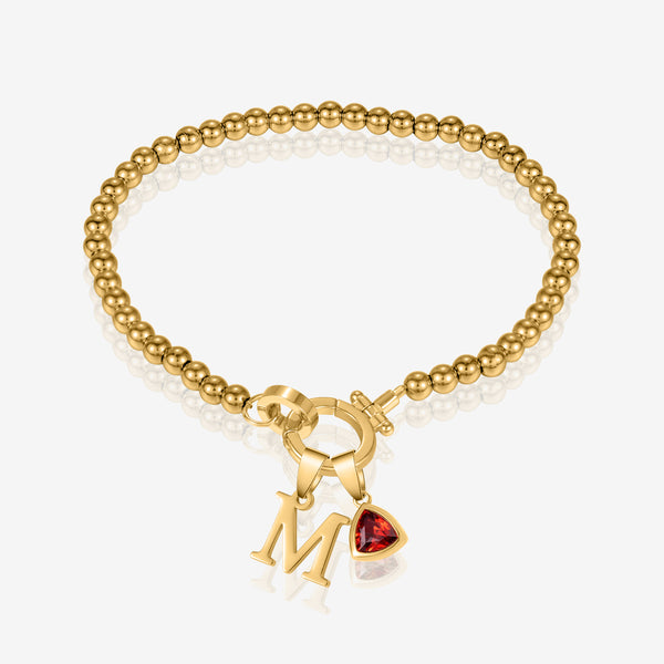 Initial Birthstone w/ Bead Bracelet | Bracelets by DORADO