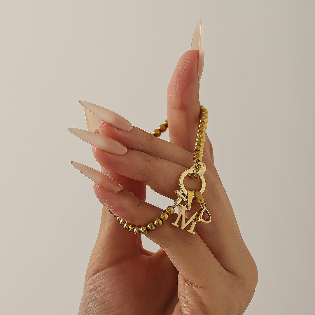 Initial Birthstone w/ Beaded Bracelet