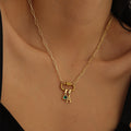 Initial Birthstone w/ Paper Clip Chain | Necklaces by DORADO