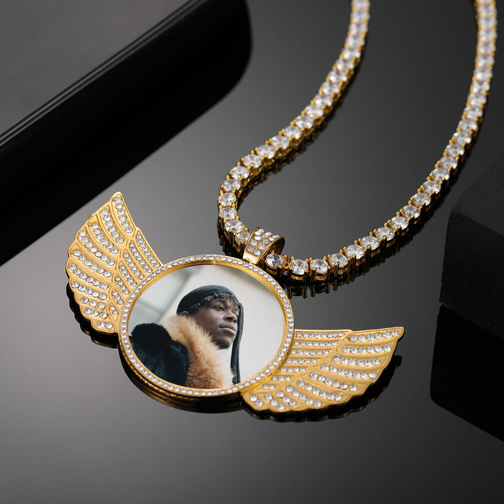 Iced Angel Photo Pendant Chain | Dorado Fashion