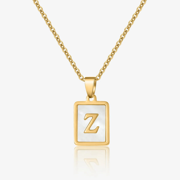 Pearl Initial Tag Necklace | DORADO
