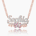 Kids Double Plated Double Heart Name Necklace w/ Clip Chain | DORADO