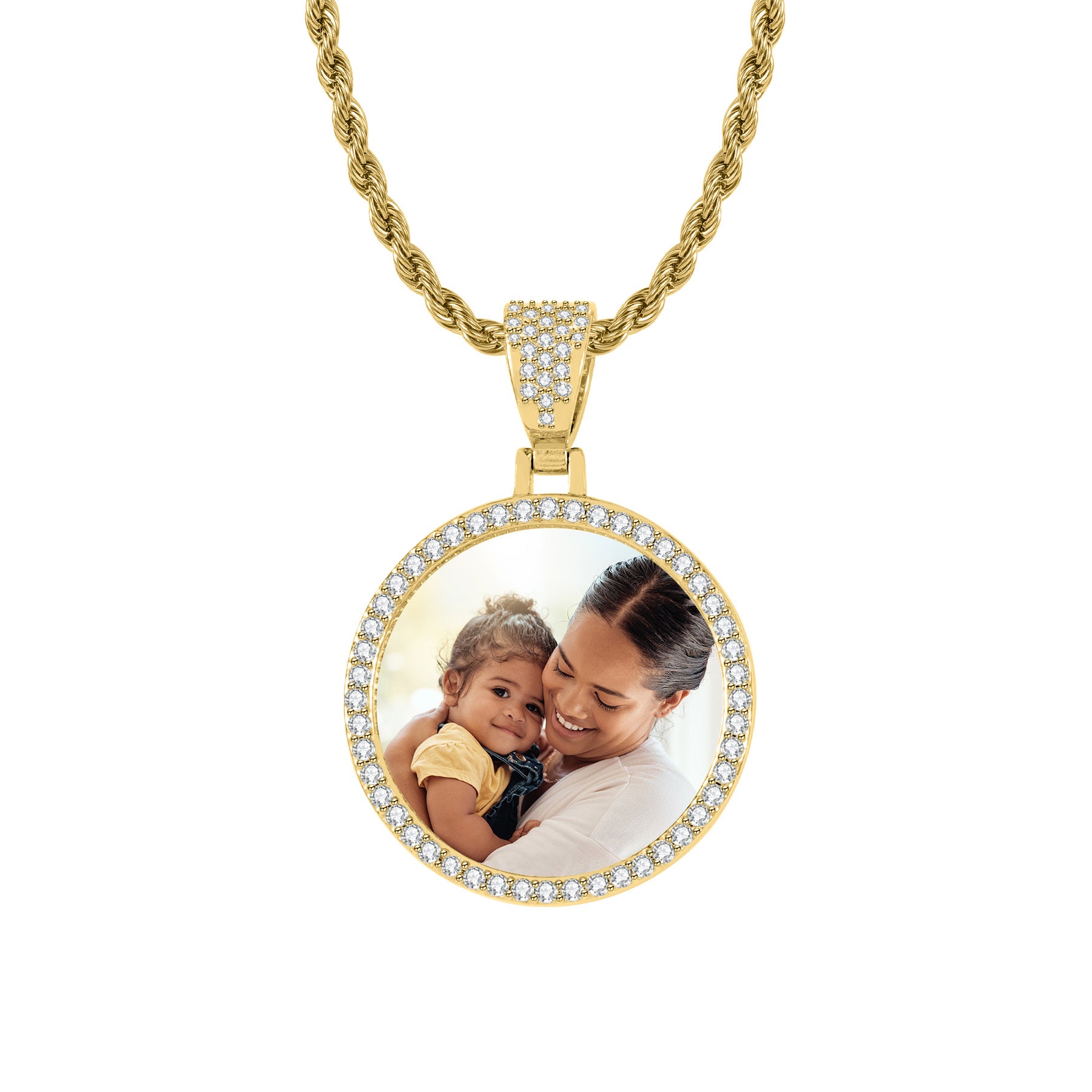 Iced Circle Photo Pendant | Necklaces by DORADO