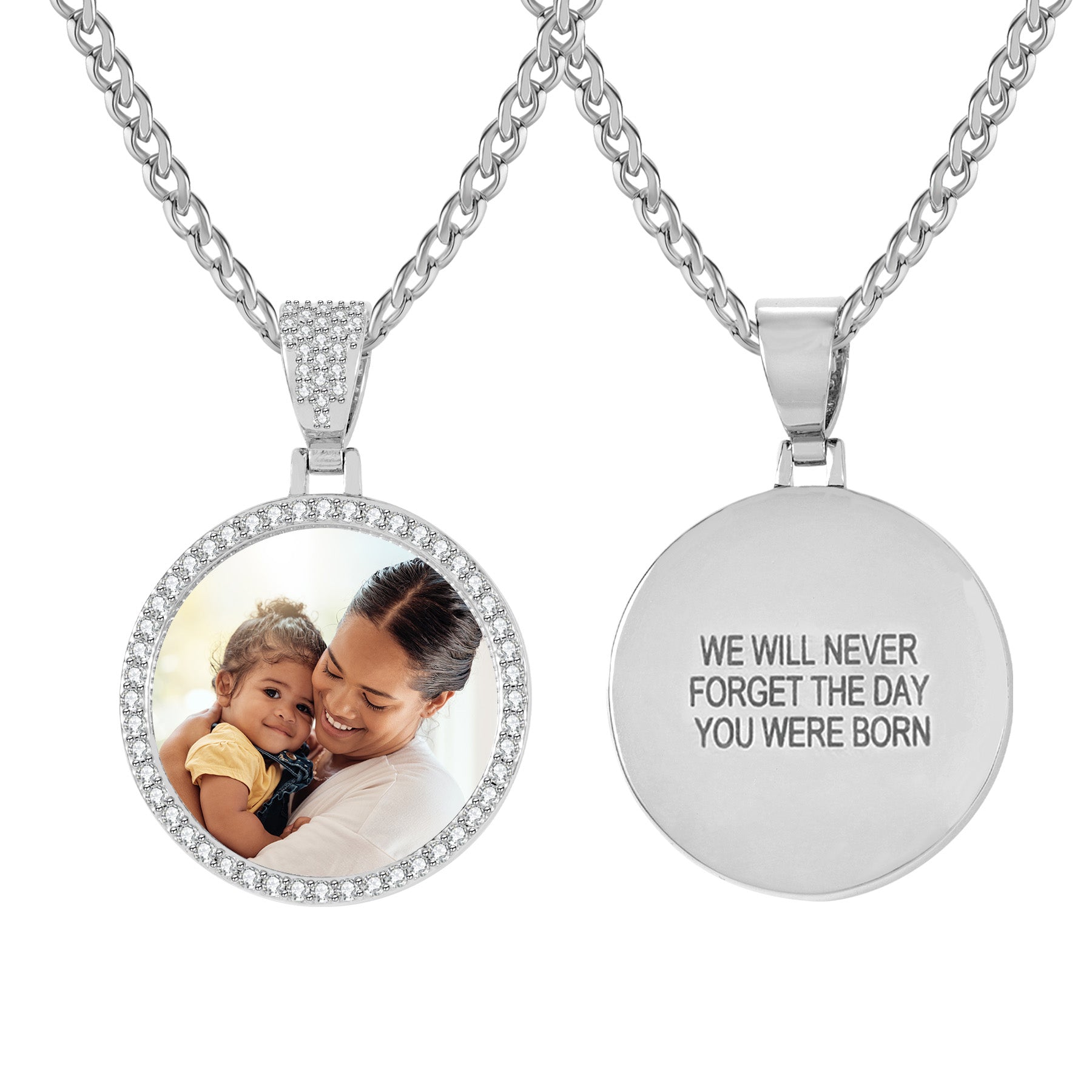 Iced Circle Photo Pendant | Necklaces by DORADO