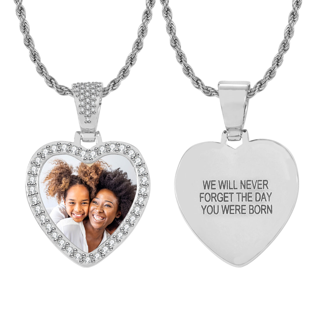 Iced Heart Photo Pendant | Necklaces by DORADO