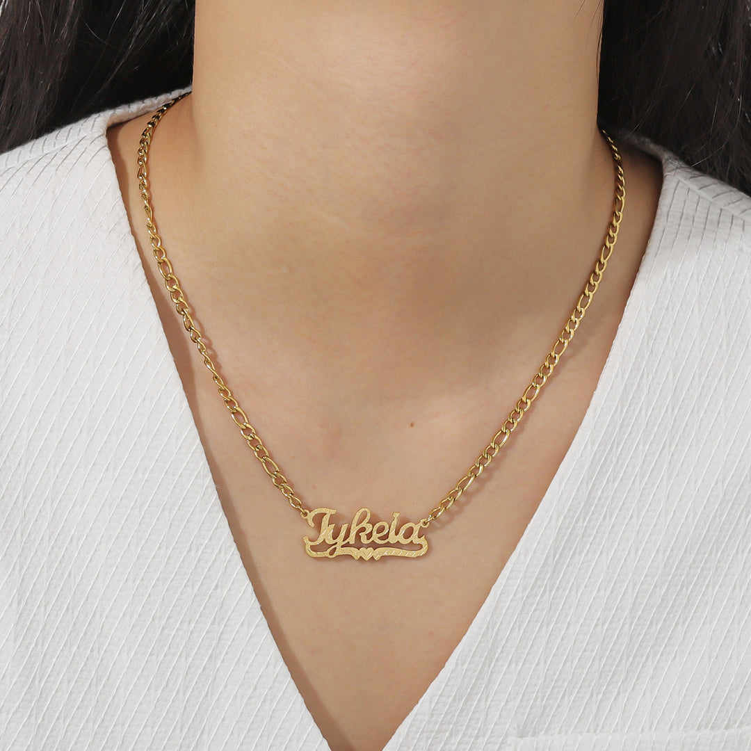 Diamond Cut Heart Name Necklace | Necklaces by DORADO