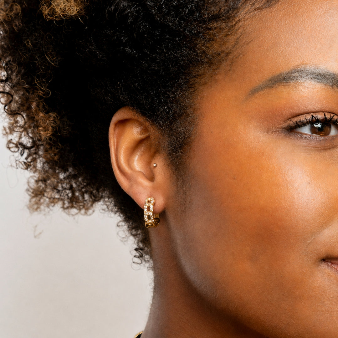 Iced Cuban Link Huggie Earrings