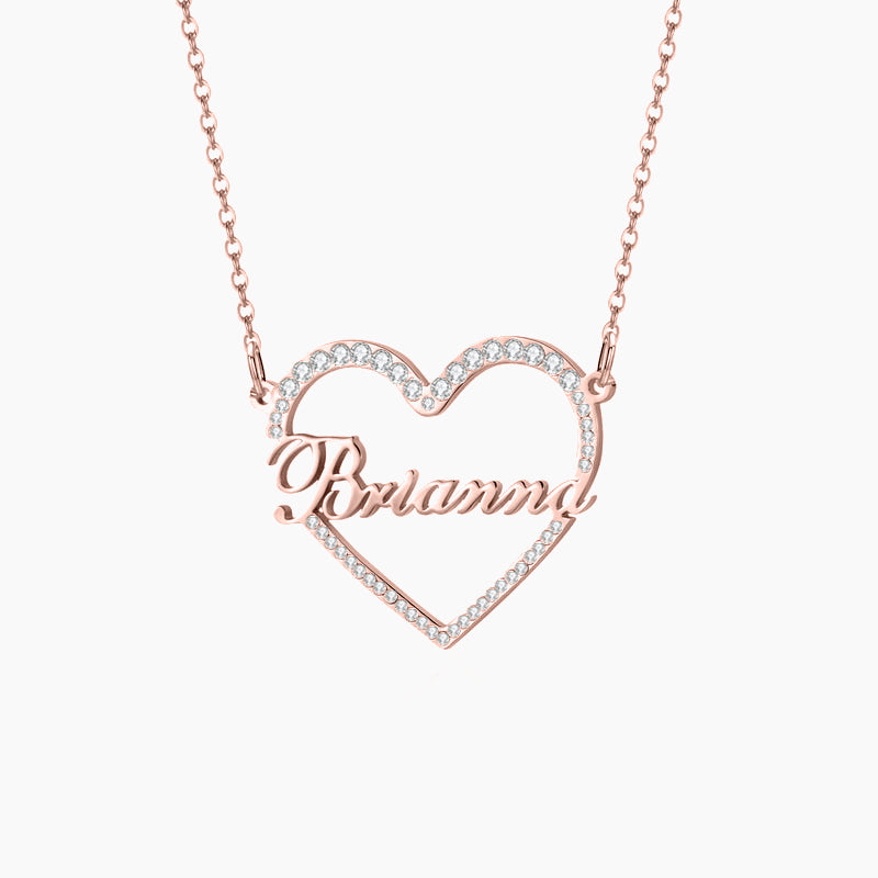 Iced Heart Shape Name Necklace | Necklaces by DORADO