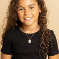 Kids Pearl Initial Tag Necklace