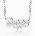 Kids Double Plated Pop Out Heart Name Necklace w/ Figaro Chain | DORADO