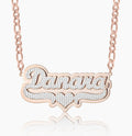 Kids Double Plated Pop Out Heart Name Necklace w/ Figaro Chain | DORADO