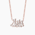 Double Plated Heart Title Name Necklace w/ Figaro Chain