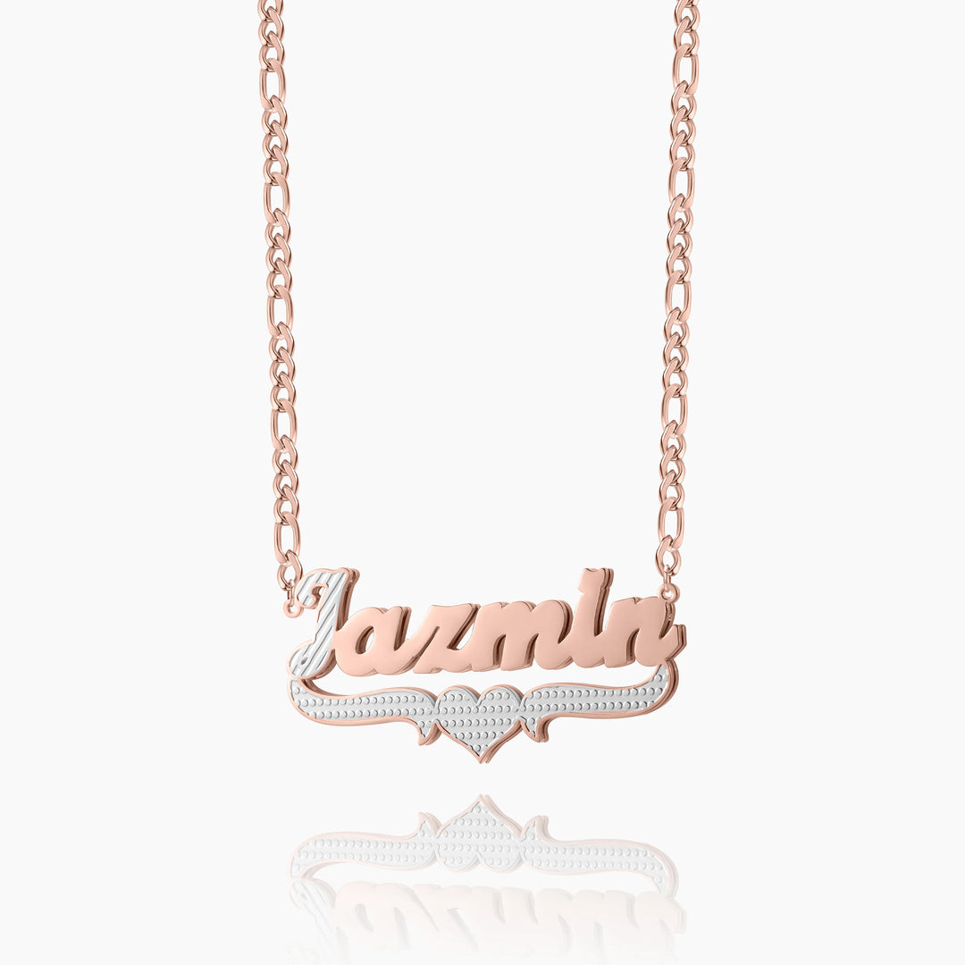 Kids Double Plated Script Name Necklace w/ Figaro Chain | DORADO