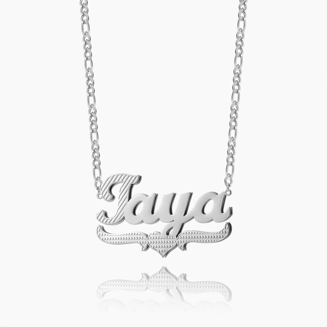 Kids Double Plated Script Name Necklace w/ Figaro Chain | DORADO