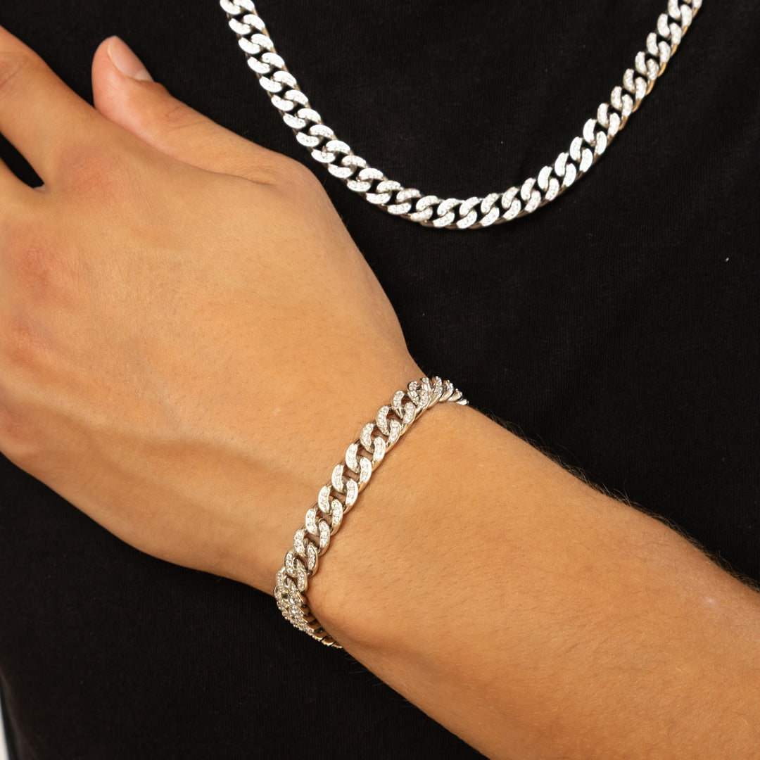 Mens Iced Cuban Link Bracelet - 8mm