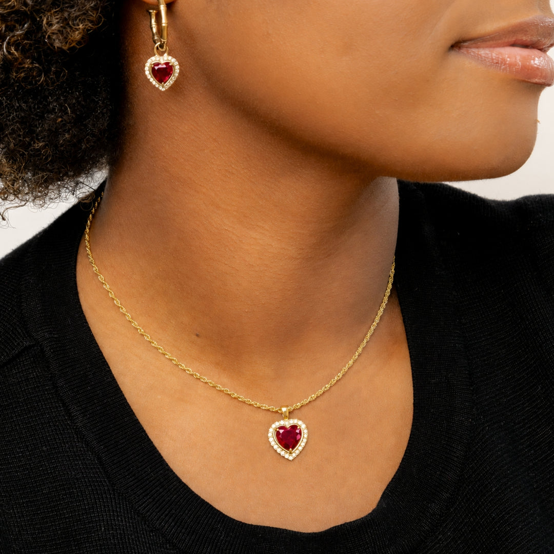 Iced Heart Pendant Necklace