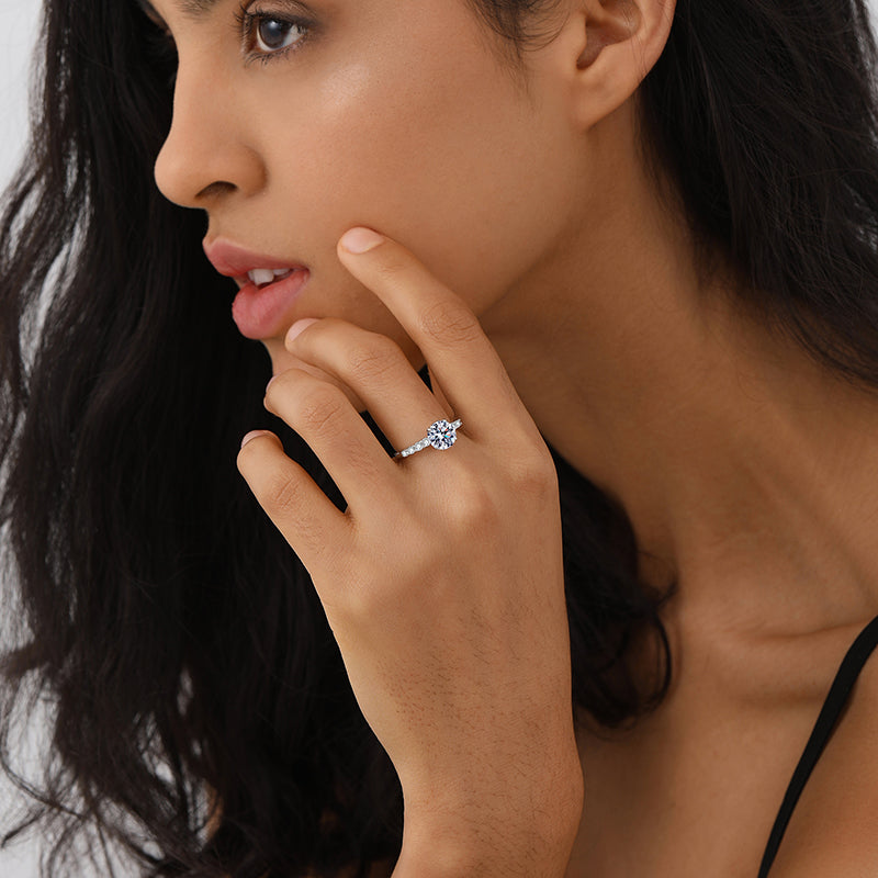 Classic Shared-Prong Round Cut Moissanite Engagement Ring