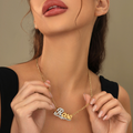 Double Plated Script Name Necklace w/ Figaro Chain | Necklaces by DORADO