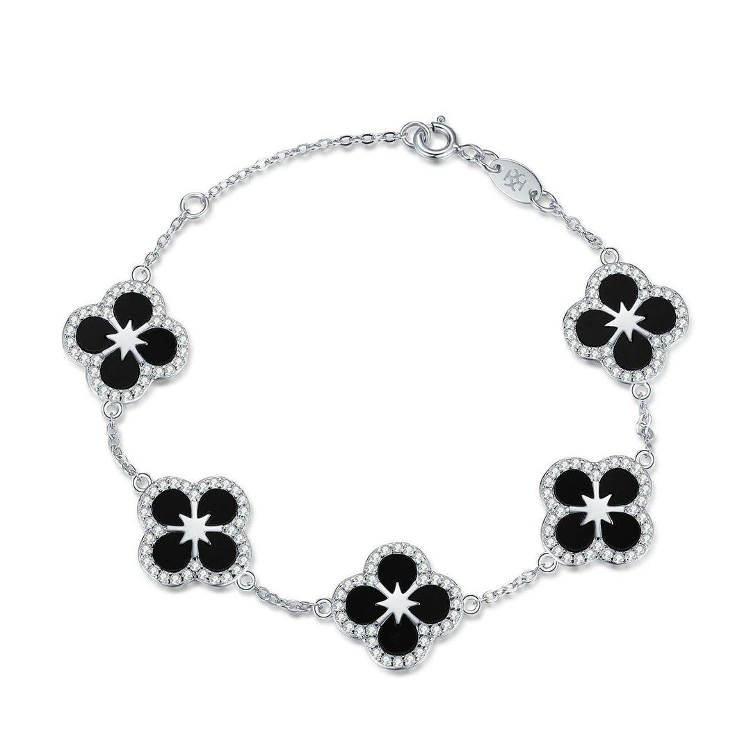 Iced Black Ventura Clover Bracelet | Bracelets by DORADO