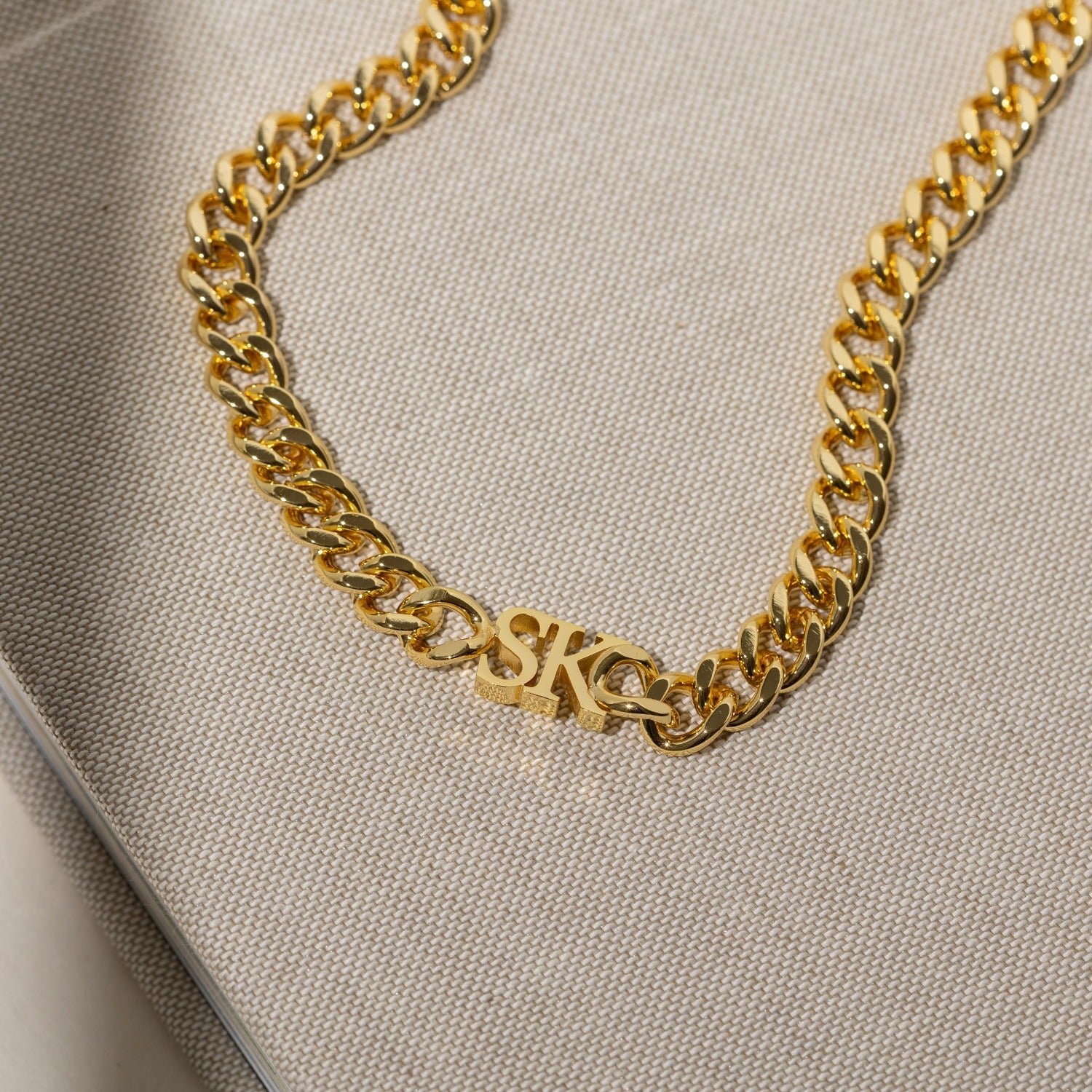 Initials Choker w/ XL Cuban Chain | Necklaces by DORADO