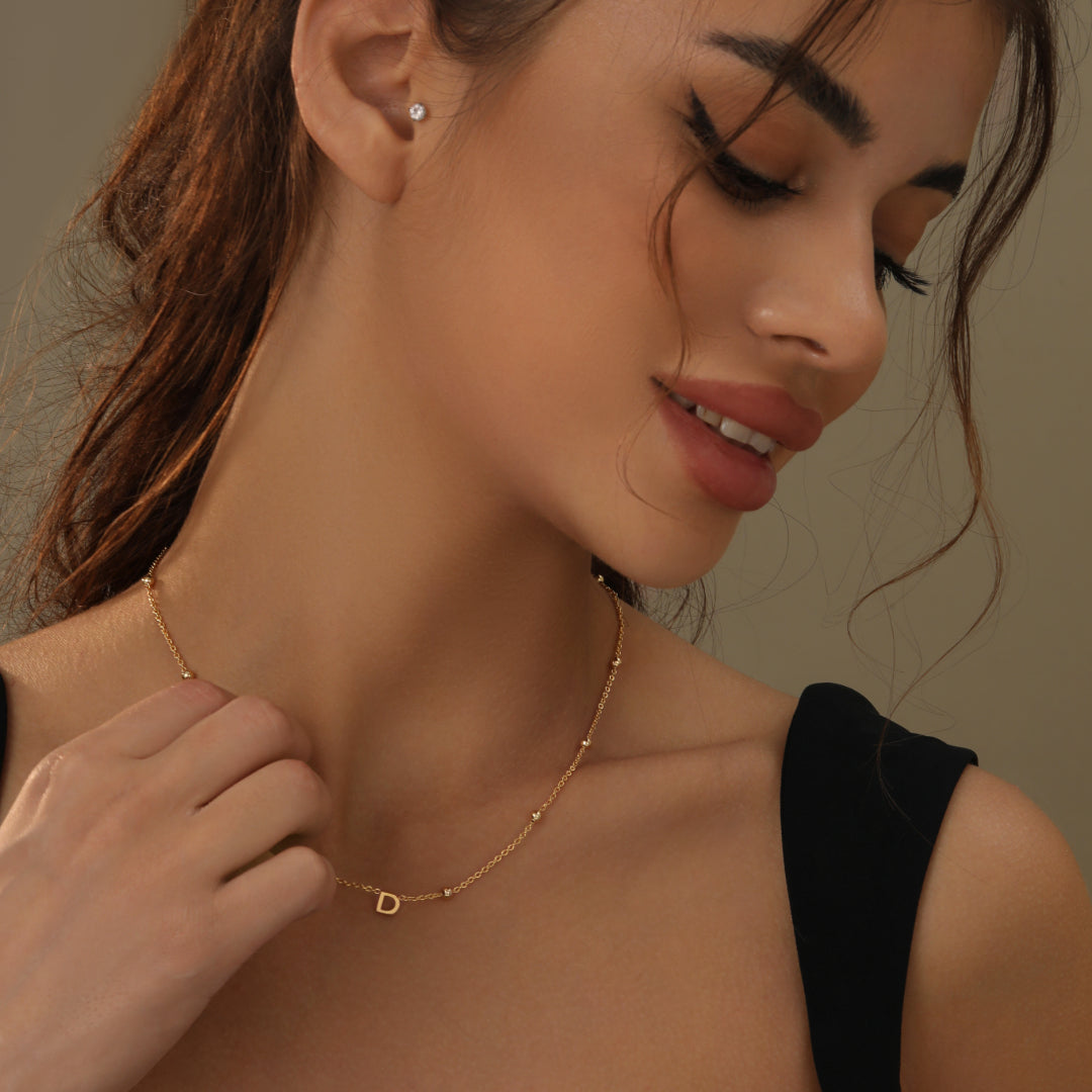 Letter Necklace w/ Satellite Chain