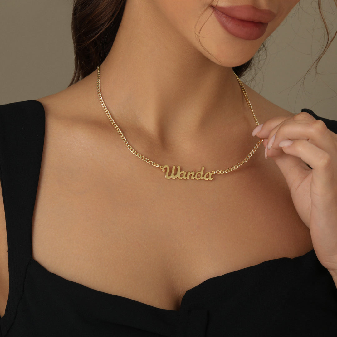 Name Necklace Womens Cuban Link Chain Gold Chain With Cuban Link
