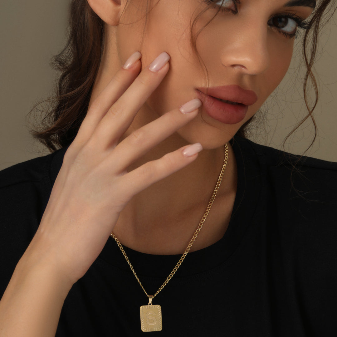 Embossed Initial Necklace