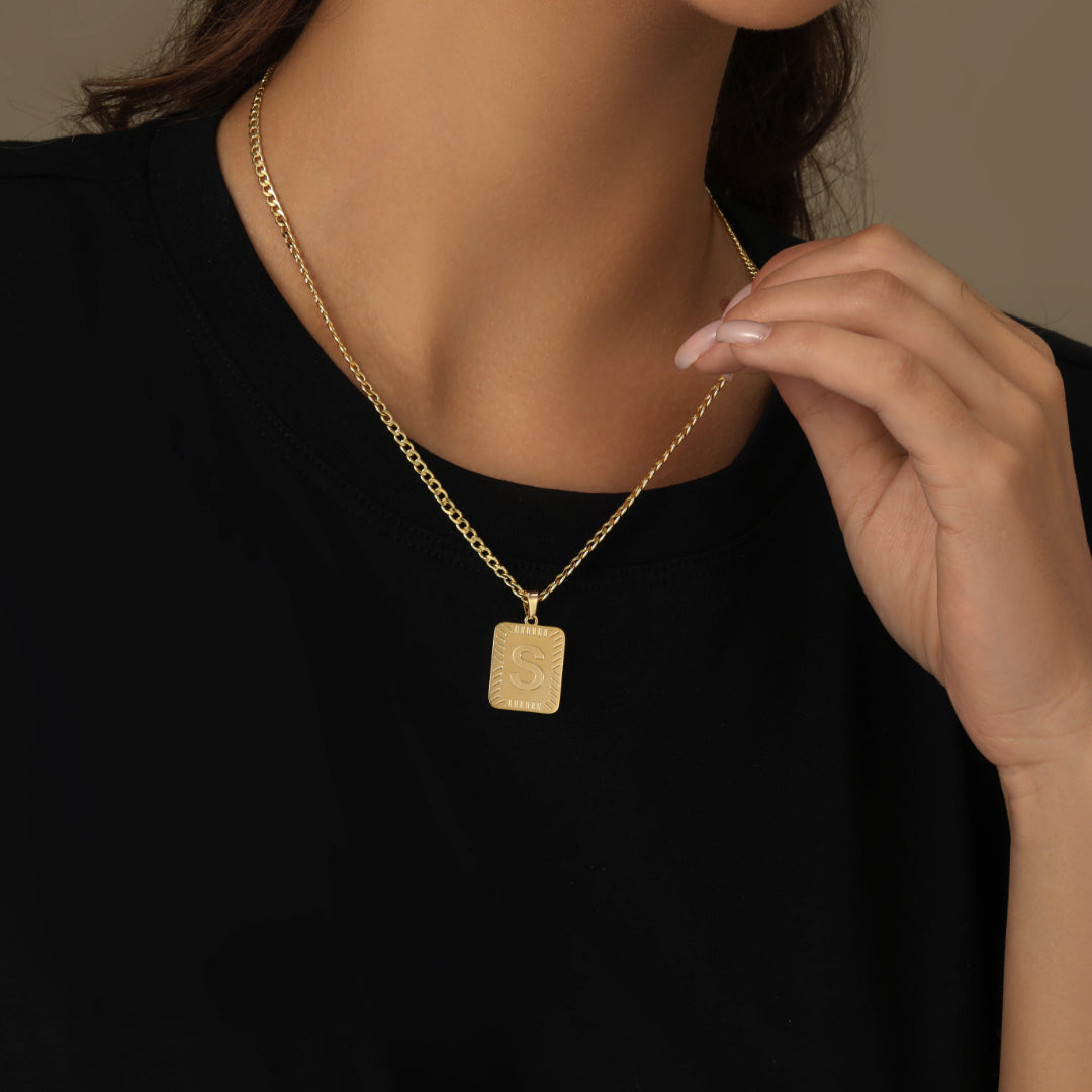 Embossed Initial Necklace | Necklaces by DORADO