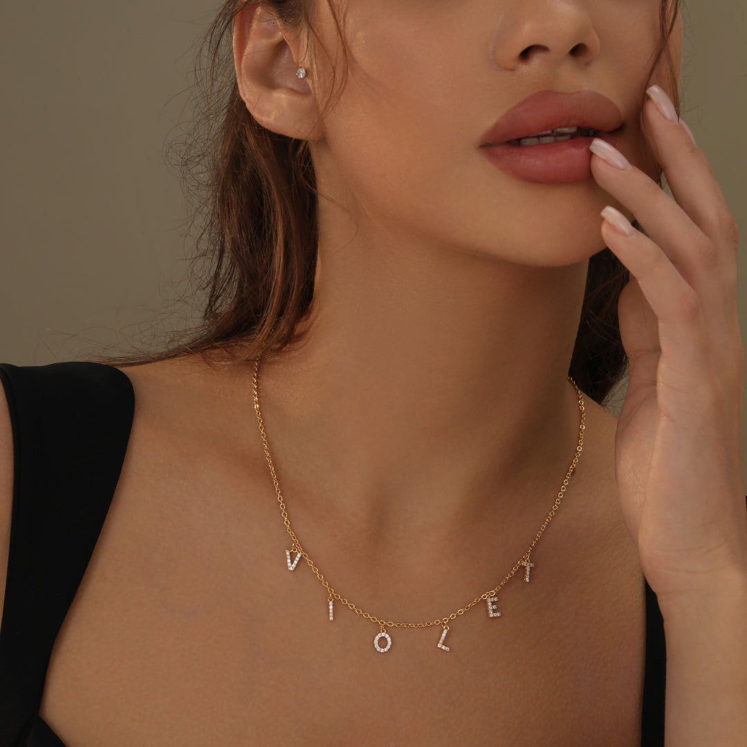 Iced Letter Name Choker Necklace