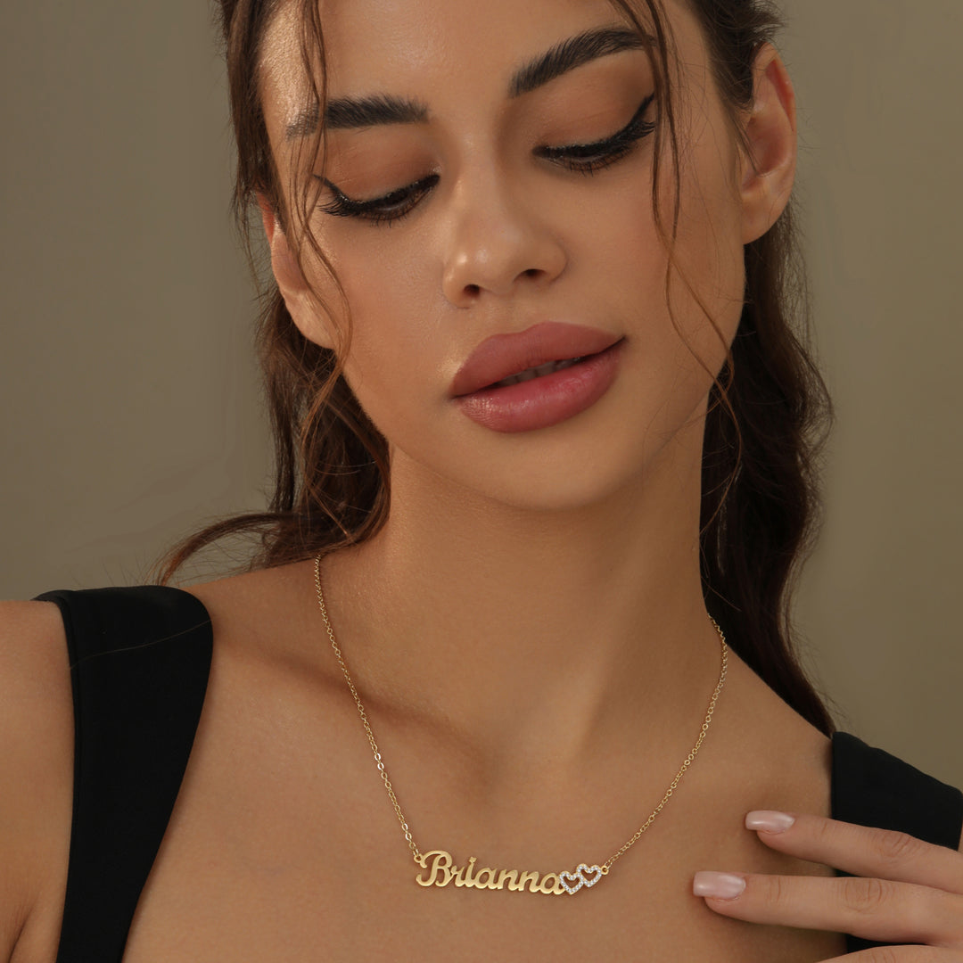 Iced Hearts Name Necklace