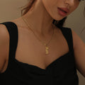 Vertical Gothic Name Necklace w/ Cuban Chain | Necklaces by DORADO