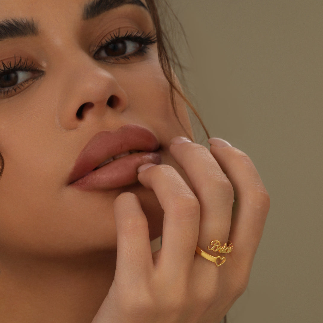 Hollow Heart Name Ring | Ring by DORADO