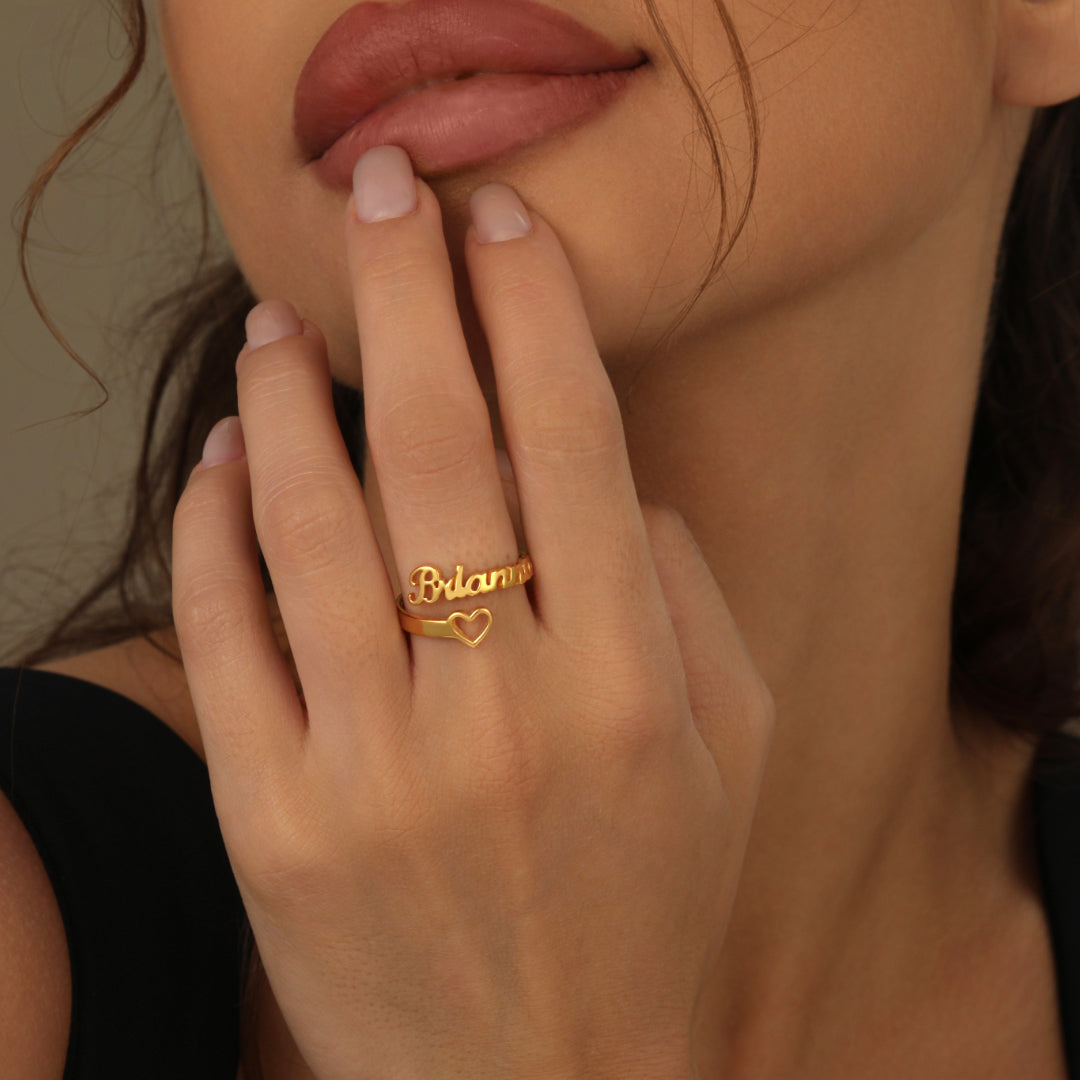 Hollow Heart Name Ring | Ring by DORADO