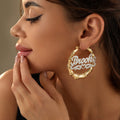 Double Plated Heart Outline Bamboo Name Hoop Earrings | Earrings by DORADO