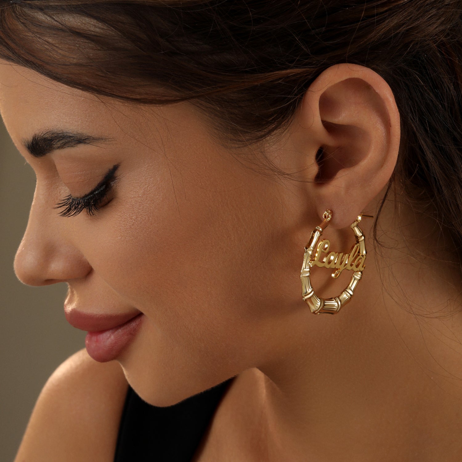 Bamboo Name Hoop Earrings | DORADO