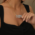 Double Plated Gothic Name Necklace w/ Figaro Chain | Necklaces by DORADO