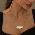 Double Plated Pop Out Heart Name Necklace w/ Figaro Chain | Necklaces by DORADO