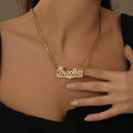 Double Plated Crown Heart Name Necklace w/ Figaro Chain | Necklaces by DORADO