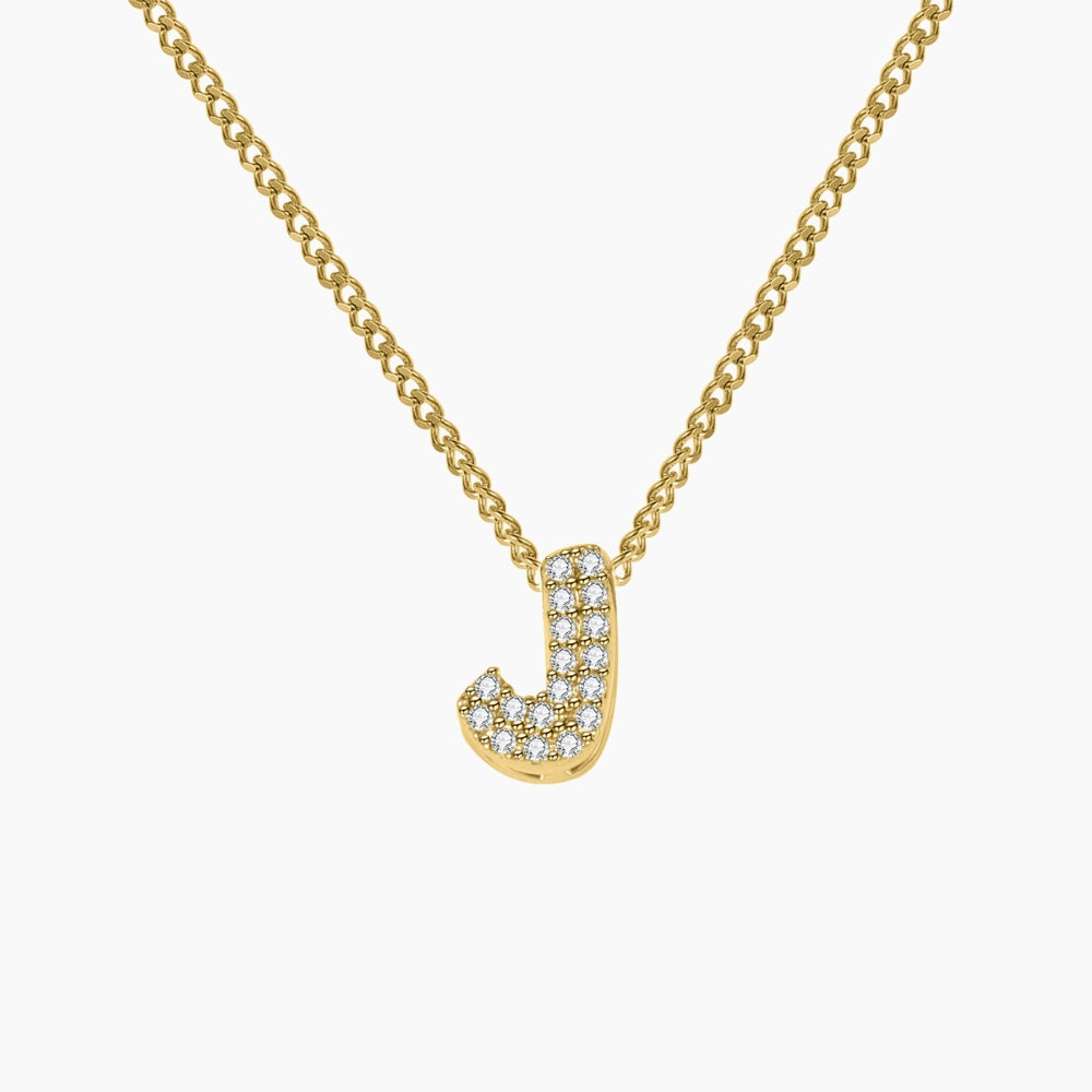 Iced Bubble Initial Necklace w/ Cuban Chain | Necklaces by DORADO