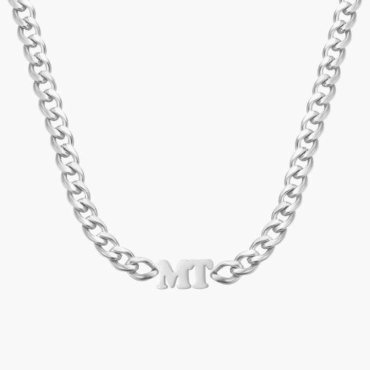 Initials Choker w/ XL Cuban Chain | Necklaces by DORADO