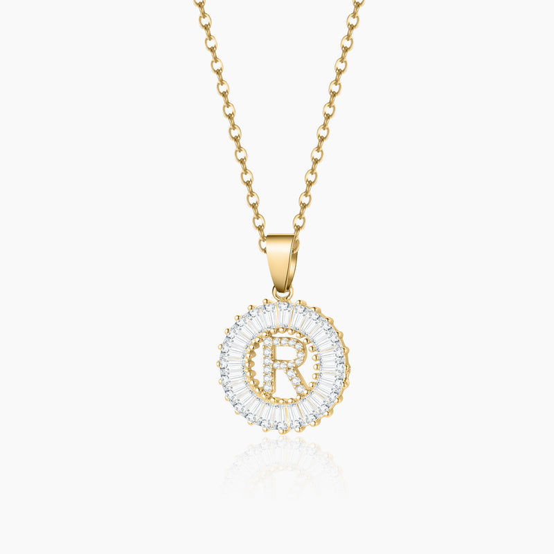 Iced Baguette Initial Necklace | Dorado Fashion