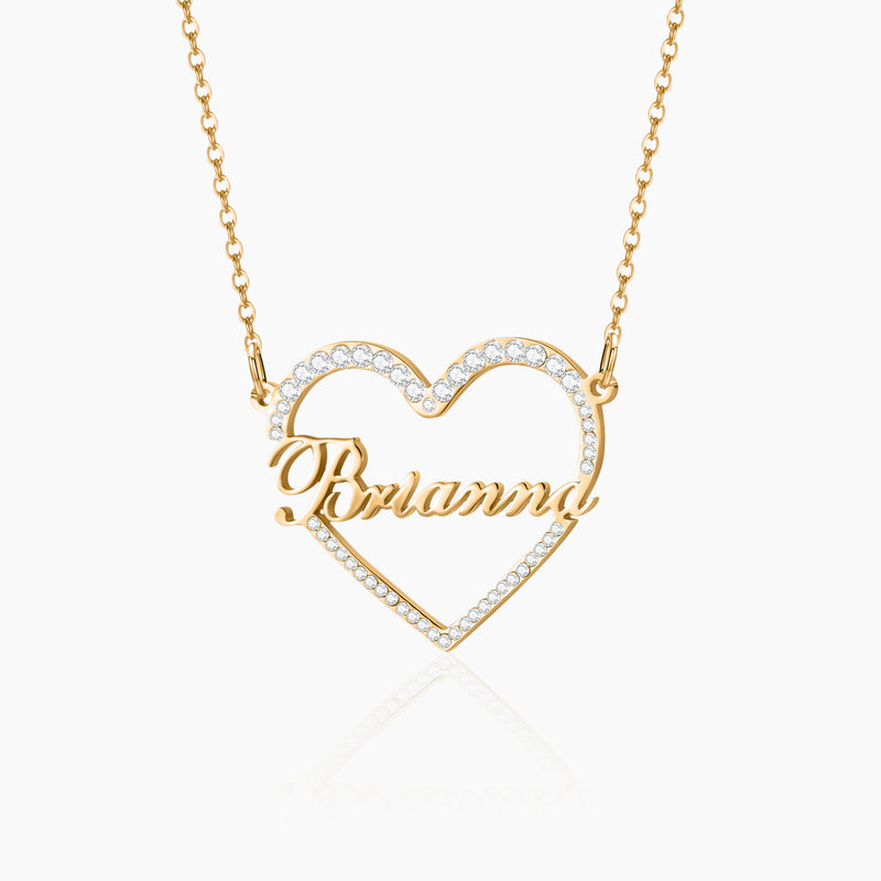 Iced Heart Shape Name Necklace | Dorado Fashion