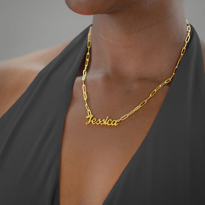 Custom Name Necklace w/ Paper Clip Chain | Dorado Fashion