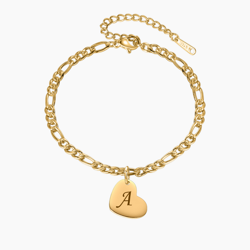 Heart Initial Engraved Anklet | Dorado Fashion