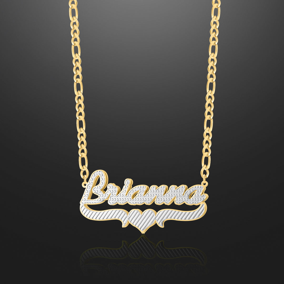 Double Plated Heart Script Name Necklace | Dorado Fashion