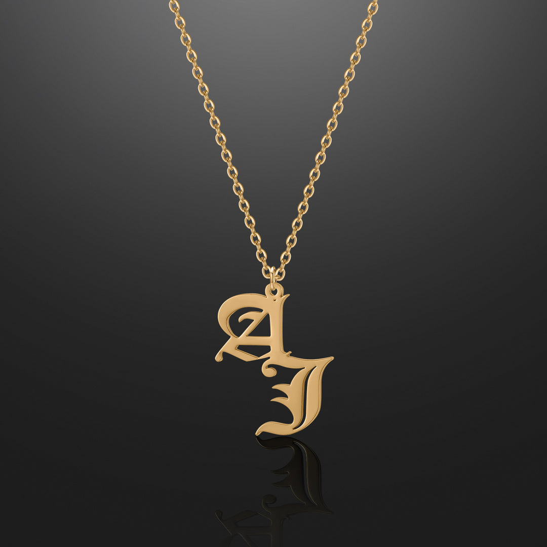 Gothic Two Letter Necklace | Dorado Fashion