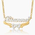 Kids Double Plated Hearts Name Necklace w/ Figaro Chain | Dorado Fashion