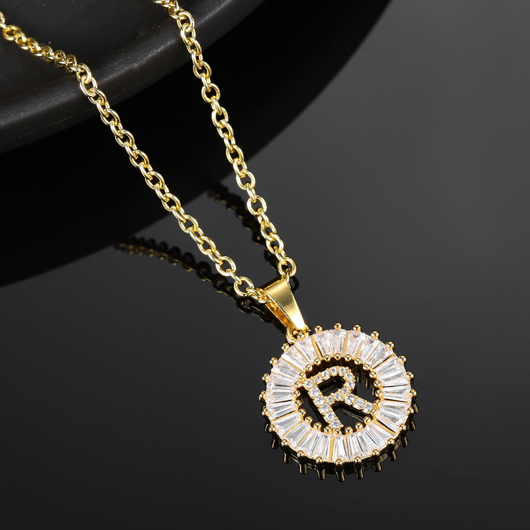 Iced Baguette Initial Necklace | Dorado Fashion
