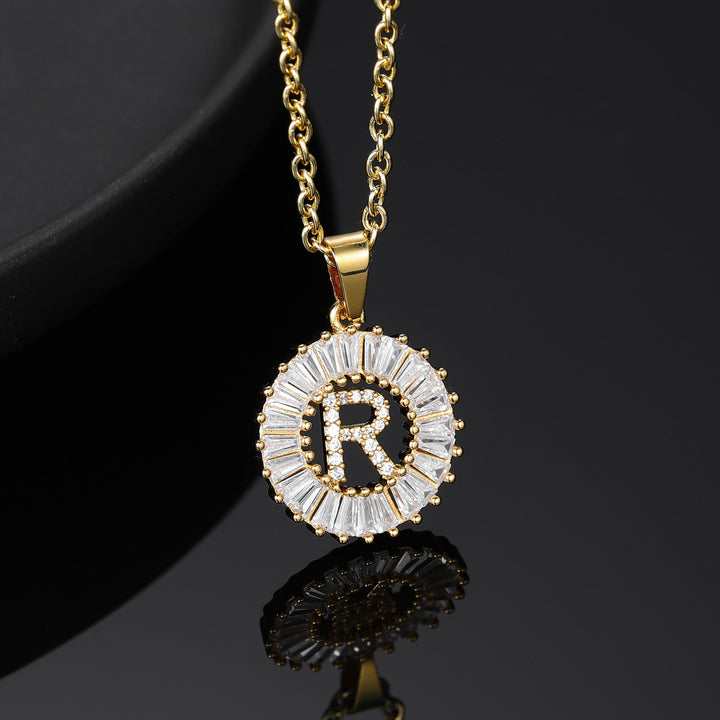 Iced Baguette Initial Necklace | Dorado Fashion